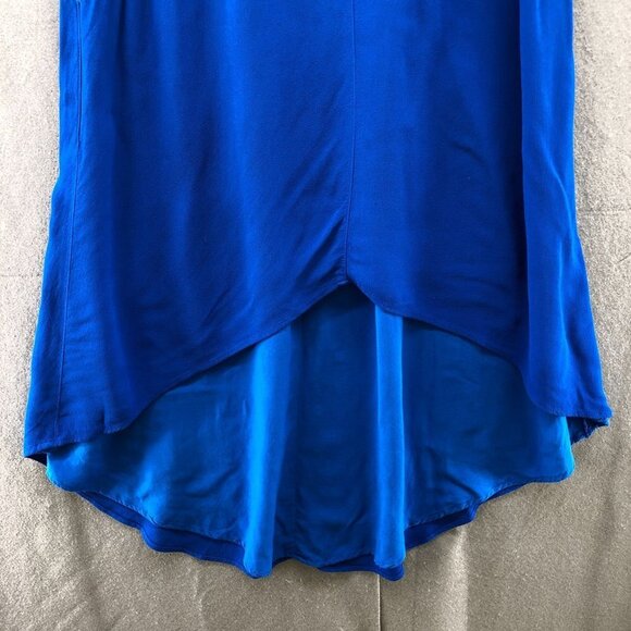 Left Of Center Midi Skirt Womens S Pull On Royal Blue High Low Hem Mixed Media - Picture 4 of 12